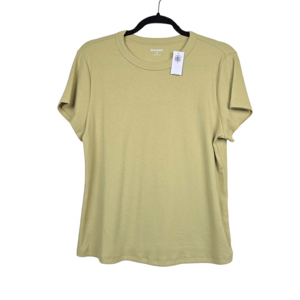Old Navy Womens Short Sleeve Lemongrass Green Snug Rib Crew Neck Tee Size XL NWT